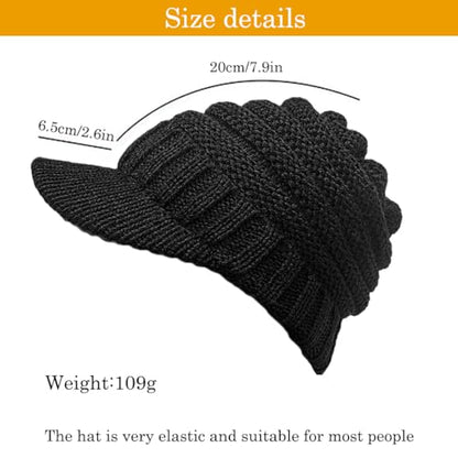 XYIYI Beanie Tail Winter Warm Knit Messy High Bun Ponytail Hats Visor Beanie Cap - color: A Black