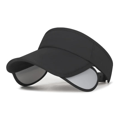 Summer Sun Visor Hat with Retractable Brim, Sun Golf Visor Hats Beach Hats for Men Women - color: Black-1