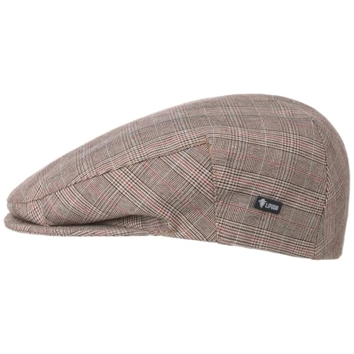 Lipodo Devron Flat Cap Checked Cotton Prince of Wales Vintage Pattern Made in Italy Men Summer - color: Beige, size: 7 5/8