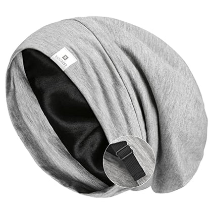 YANIBEST Slouchy Beanie Hat Satin Lined Sleep Cap Chemo Headwear Caps - color: Light Grey, size: Large