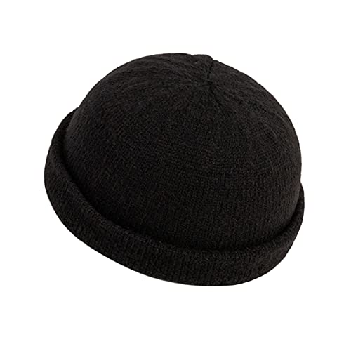 Croogo Beanie Docker Cap Rolled Cuff Brimless Hat Worker Sailor Skullcap - color: Ct49-black