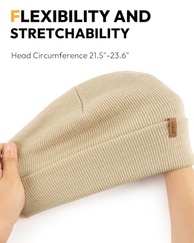 Beanie for Men Women, Winter Double Layer Warm Hat Skull Cap - color: Beige+dark Grey+black
