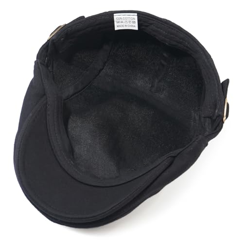Men's Cotton Newsboy Hats Flat Ivy Gatsby Cap Irish Cabbie Ivy Driving Hunting Hat - color: Black
