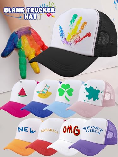 6 Pack Adult Trucker Cap Summer Mesh Baseball Cap DIY Sublimation Trucker Hat for Men Women Summer Outdoor Activities - color: Color Set 5