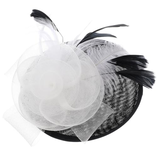 BABEYOND Fascinators Hats for Women Tea Party Mesh Flower Pillbox Derby Hat - color: Black White
