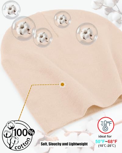 ROYBENS Thin 100% Cotton Beanie for Men Women Lightweight Slouchy Chemo Hat - color: 1pcs-pink