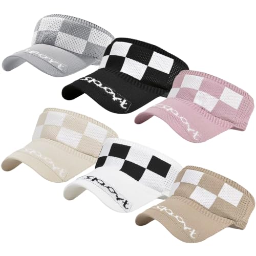 Sun Visor Hats, Wide Brim Sun Hats with UV Protection, Knitted Running Visors for Women - Ponytail Friendly, Quick Drying - color: 6pc-2