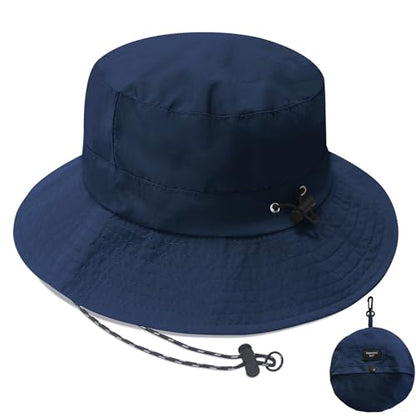 PFFY Waterproof Bucket Hats for Men Women Packable Sun Hat for Outdoors - color: Solid Blue