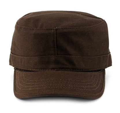 NYFASHION101 Fashionable Solid Color Unisex Fitted Army Military Cadet Cap - color: Brown, size: Medium