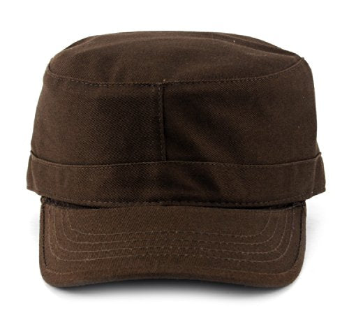 NYFASHION101 Fashionable Solid Color Unisex Fitted Army Military Cadet Cap - color: Brown, size: X-Large