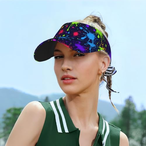 Sun Visor Hats Adjustable Open Top Sport Hat for Golf Women/Men - color: Random Tie-dye Graffiti