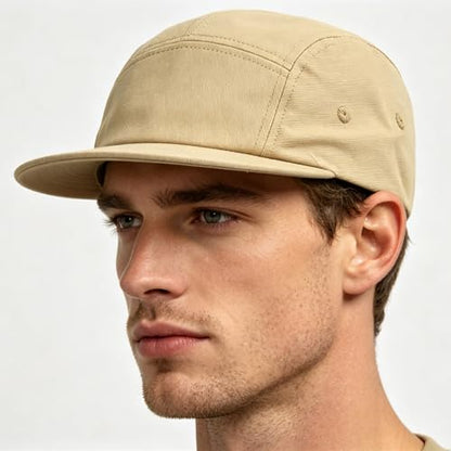 COOLSOME 5 Panels Hat Basic Daily Wear Breathable Quick Dry Cap - color: Khaki/L Size