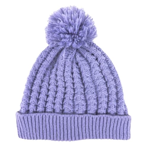 Humble Hilo Knit Hats Beanies for Women Winter Pom Beanie Men or Women Beanies Cable Knit Beanie - color: Lilac Pom Pom