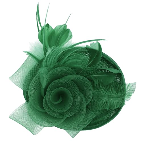 BABEYOND Fascinators Hats for Women Tea Party Mesh Flower Pillbox Derby Hat - color: Green