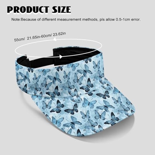 Cool Styles Sun Visor Hats 21.65~23.62 inches Adjustable Open-Top caps Quick-Dry Visor Cap - color: Icy Butterfly