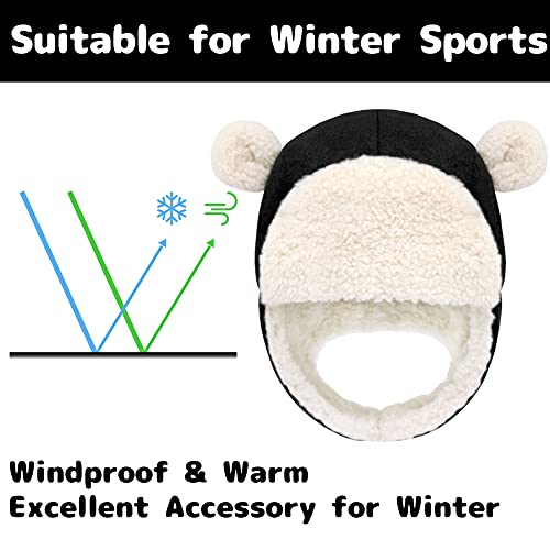 Olreco Baby Winter Hat Toddler Winter Hat Thick Sherpa Lined Infant Baby Hats with Bear Ears Toddler Trapper Hats for Kids - color: Black, size: 12-24 Months