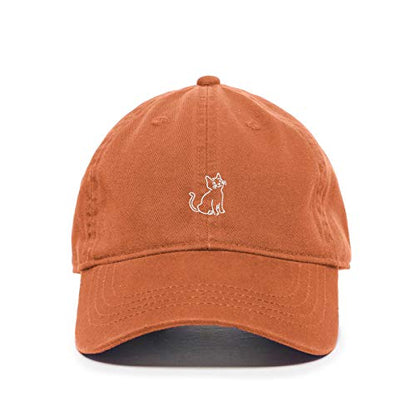 Cat Baseball Cap Embroidered Cotton Adjustable Dad Hat - color: Orange