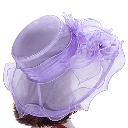 Lawliet Womens Dressy Wide Brim Church Wedding Occasion Sun Hat A613 - color: Light Purple