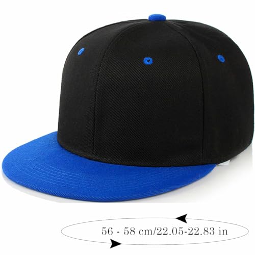 Snapback Hat Flat Bill Visor Hats Adjustable Hip Hop Baseball Cap for Women Men - color: Black Deep Blue