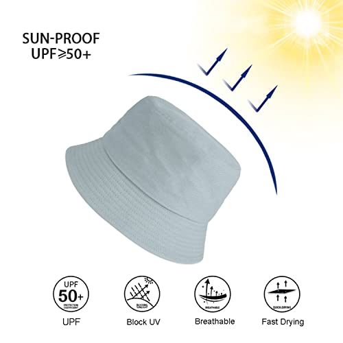 Wheebo Solid Color Bucket Hat for Women Summer Beach Fishmen Hat for Lady Adult Unisex Cotton Cap…… - color: A-sc-babyblue