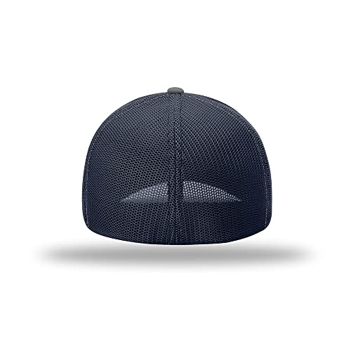 Richardson 110 Trucker R-Flex Baseball Cap| Fitted Mesh Back Hat - color: Heather/Navy, size: Small-Medium