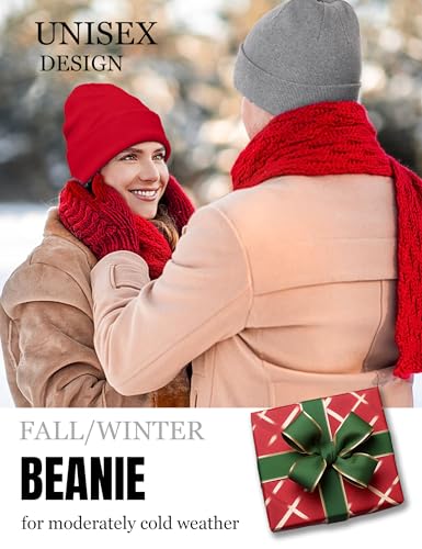 Fleece Lined Wool Beanie Hat Men Women, Warm Cuffed Winter Cap - color: Army Green