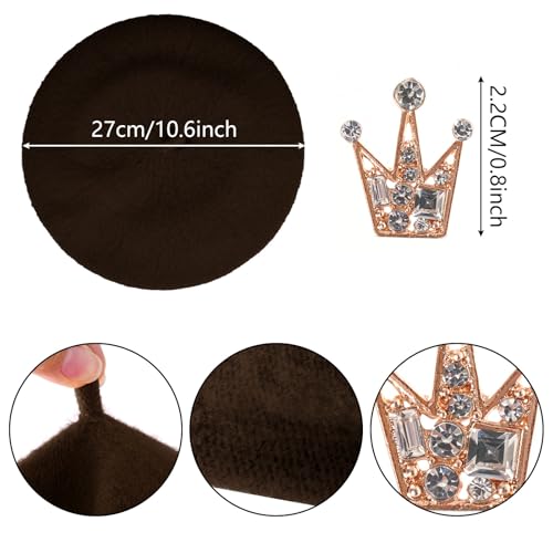 choyaxo 3pcs French Beret Hat Set Costume Accessories Set Including Beret Hat Scarf Crown Pin for Women French Themed Party - style: Vintage Style