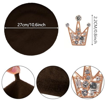 choyaxo 3pcs French Beret Hat Set Costume Accessories Set Including Beret Hat Scarf Crown Pin for Women French Themed Party - style: Vintage Style