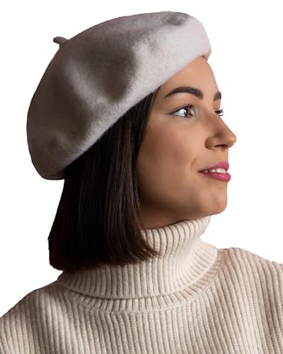 Parquet Solid Color French Beret Hat. Classic French, Casual and Chic Lightweight Cap for Women - color: Off-white