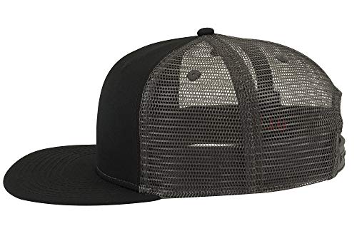 OTTO SNAP Hawaiian Pattern Square Flat Visor 6 Panel Pro Style Snapback Hat - color: Blk/Blk/Ch.gry
