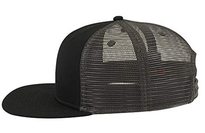 OTTO SNAP Hawaiian Pattern Square Flat Visor 6 Panel Pro Style Snapback Hat - color: Blk/Blk/Ch.gry