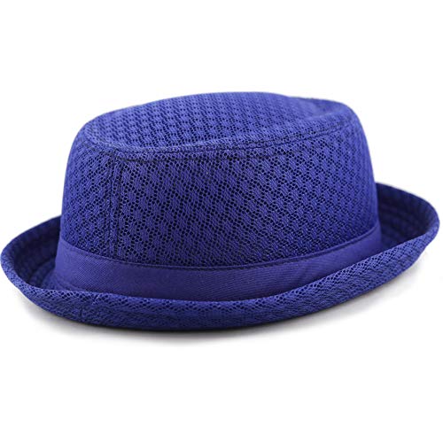 The Hat Depot Unisex Light Weight Classic Soft Cool Mesh Pork Pie hat - color: Royal, size: Small-Medium