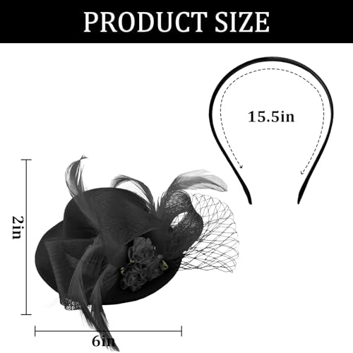 Fascinator Hat Tea Party Accessories Wedding Headwear for Girls and Women - color: Black