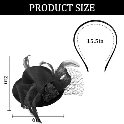 Fascinator Hat Tea Party Accessories Wedding Headwear for Girls and Women - color: Black