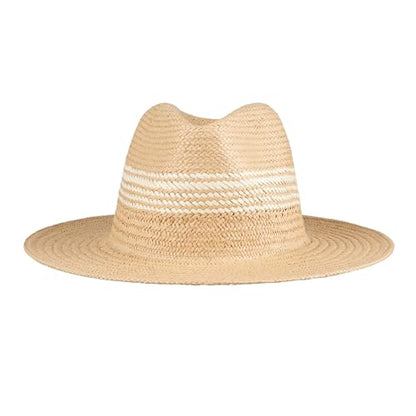 Dockers Men's Straw Fedora and Panama Hat - color: Natural Stripe, size: Small-Medium