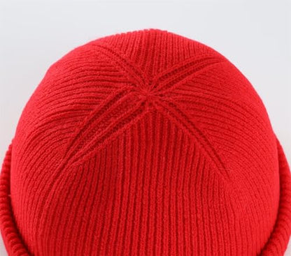 Connectyle Thick Cuffed Beanie for Men & Women Double Layer Knit Winter Hat Acrylic Watch Hat Warm Stocking Skull Cap - color: Red