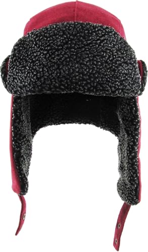 Wool Blend Aviator Trapper hat Trooper Ear Flaps Ushanka Eskimo Russian Warm Winter Cold… - color: Burgundy Wool Blend