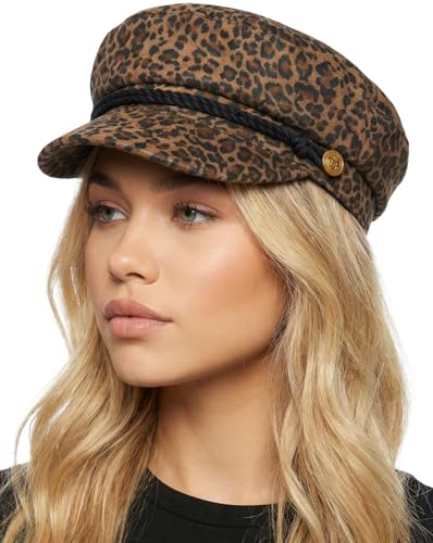 Funky Junque Greek Fisherman Newsboy Cap, Cotton Captains Bakerboy Hat - color: Leopard