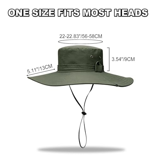 Sun Fishing Hat for Men UPF 50+ Wide Brim Boonie Hats for Summer - color: Army Green