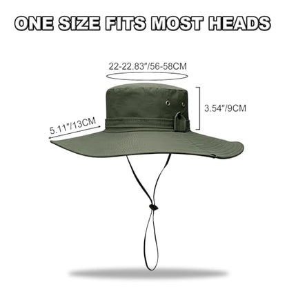 Sun Fishing Hat for Men UPF 50+ Wide Brim Boonie Hats for Summer - color: Army Green