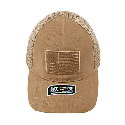 HIGHLAND TACTICAL - American Flag Soft Mesh Hat - color: Desert, size: Large-X-Large