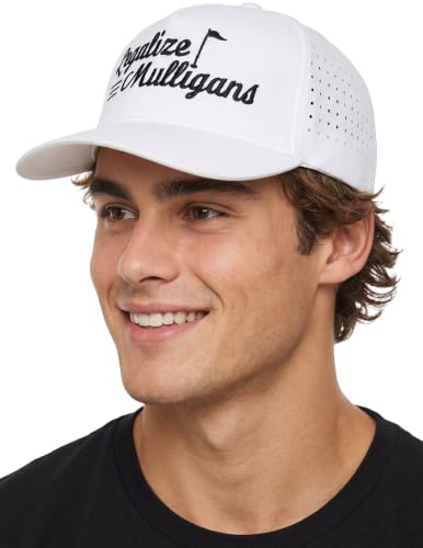 Funky Junque Mens High Crown Golf Hat, Performance Golf Cap - color: Legalize Mulligans - White