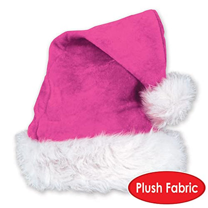 Beistle Plush Hats - Party Hats for Birthday & Holiday Theme Parties: Christmas - Santa - color: Cerise - 2 Piece