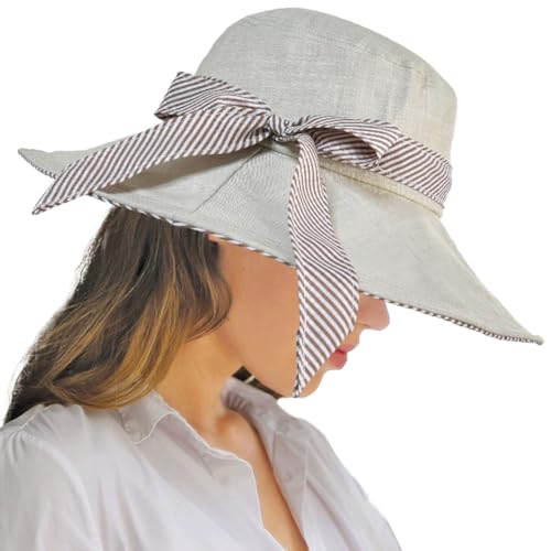 Sun Hats for Women Roll-up Wide Brim Summer Beach Hat Foldable Floppy Cotton Hat - color: Cotton Khaki