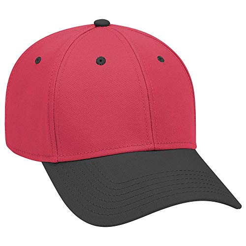 OTTO 6 Panel Low Profile Superior Cotton Twill Cap - color: Blk/Red/Red