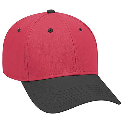 OTTO 6 Panel Low Profile Superior Cotton Twill Cap - color: Blk/Red/Red