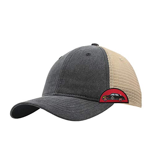 Vintage Washed Cotton Soft Mesh Adjustable Baseball Cap - color: Charcoal/Charcoal/Khaki 96r