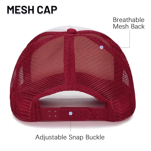 Ultrafun 10 Pack Trucker Hat Mesh Sublimation Blank Hats Adjustable Baseball Caps Hats for Men Women - color: Wine Red White