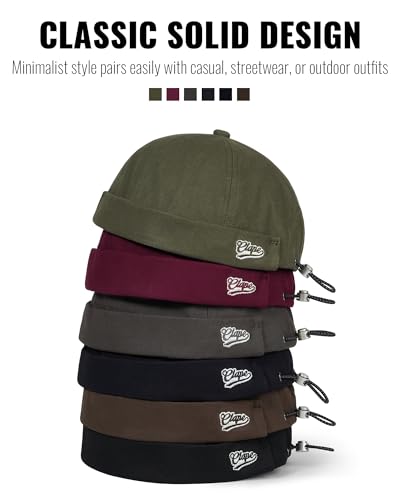 Croogo Brimless Hat for Men Cotton Docker Cap Adjustable Retro Skullcap - color: Brown