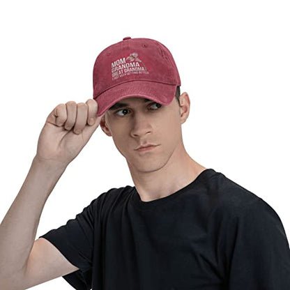 Mom Grandma Great Grandma, I Just Keep Getting Better Hat for Men Dad Hat Graphic Hat - color: Red